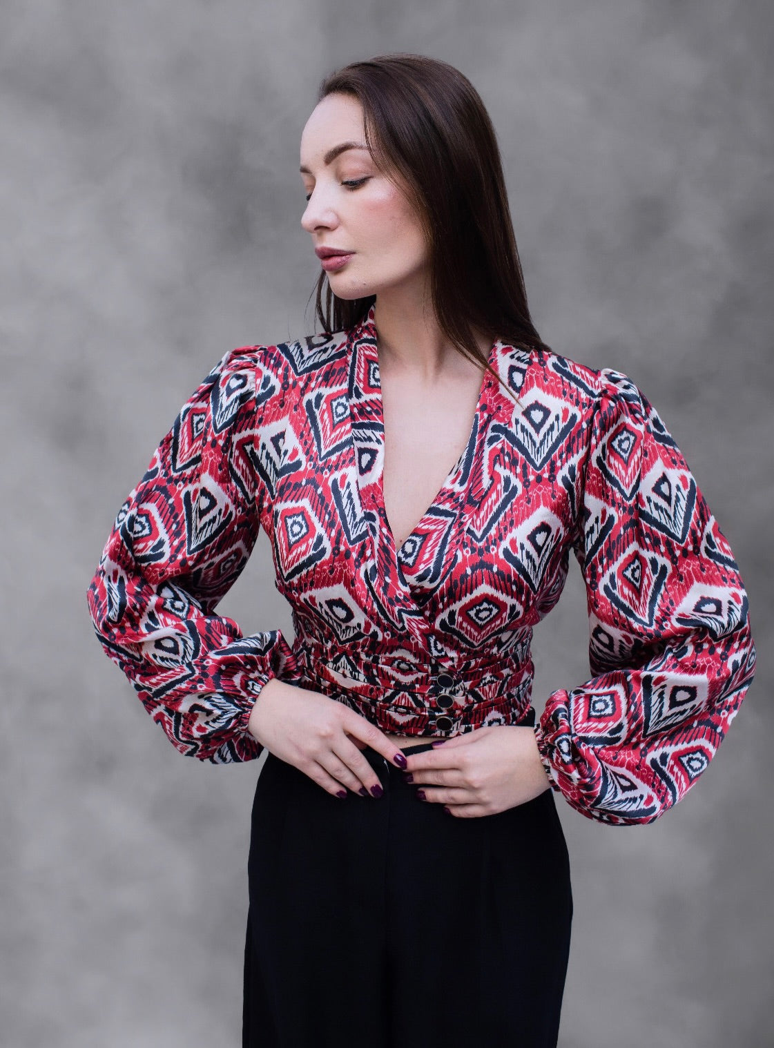 Fancy Patterned V Top