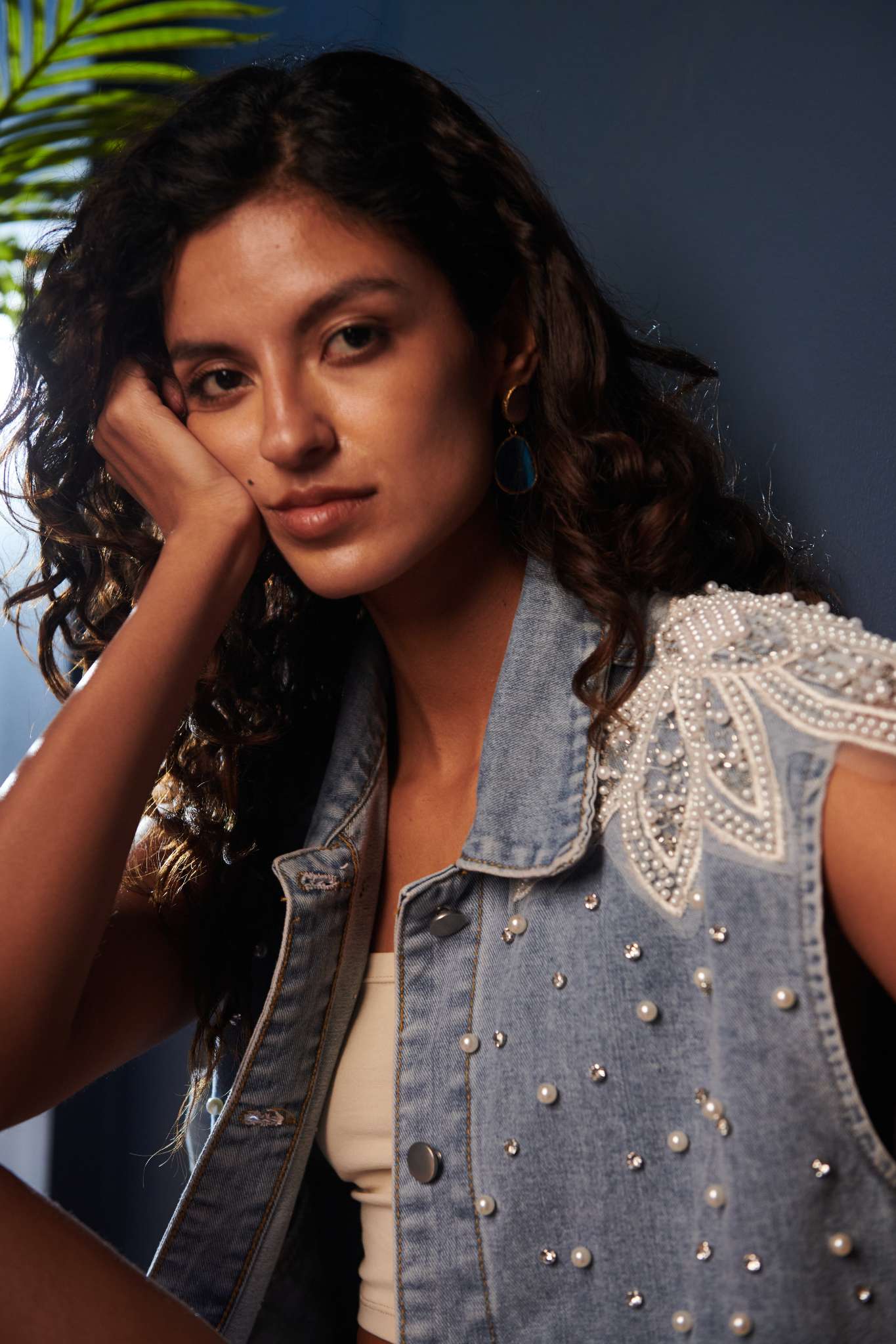Pearl denim vest