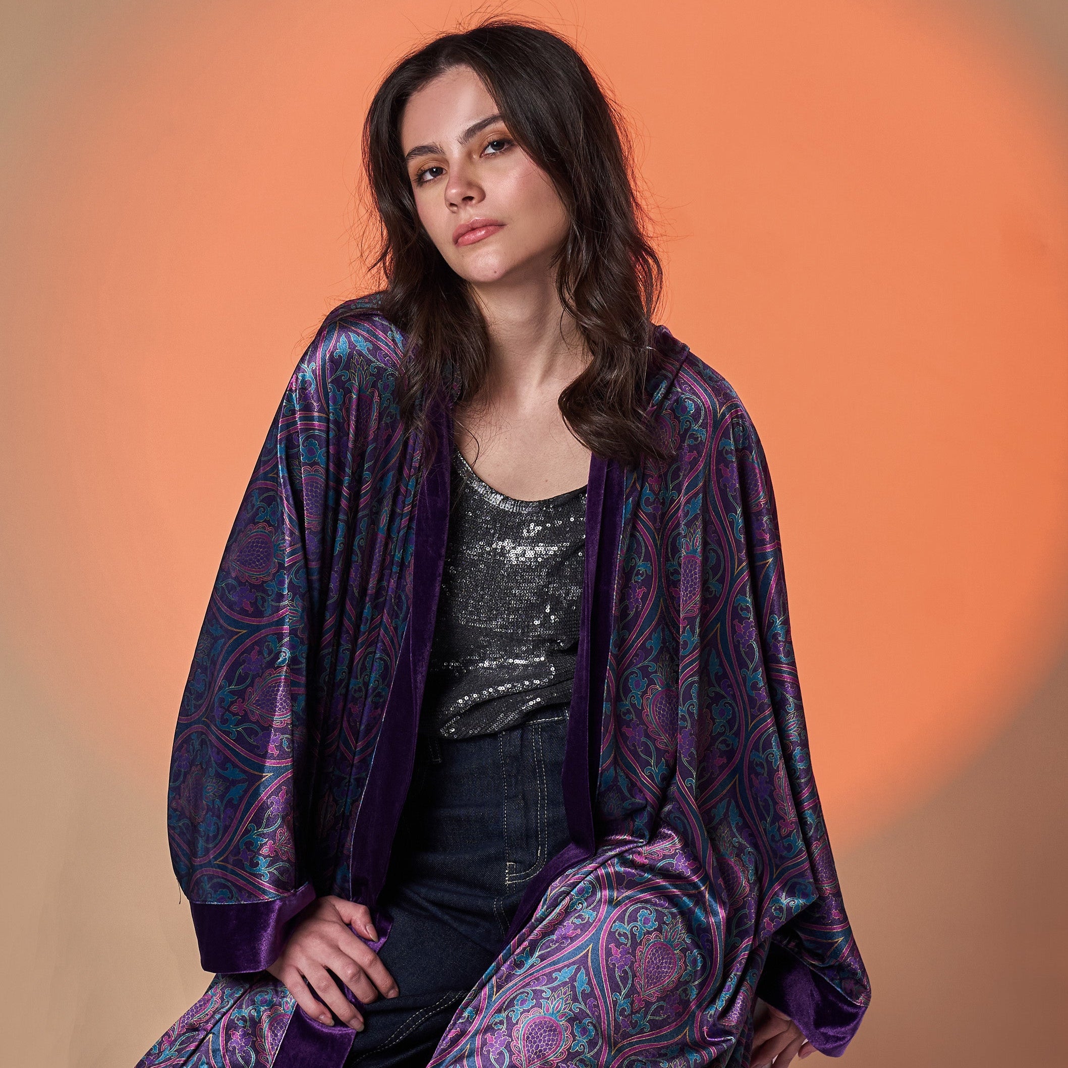 Purple Velvet Kaftan