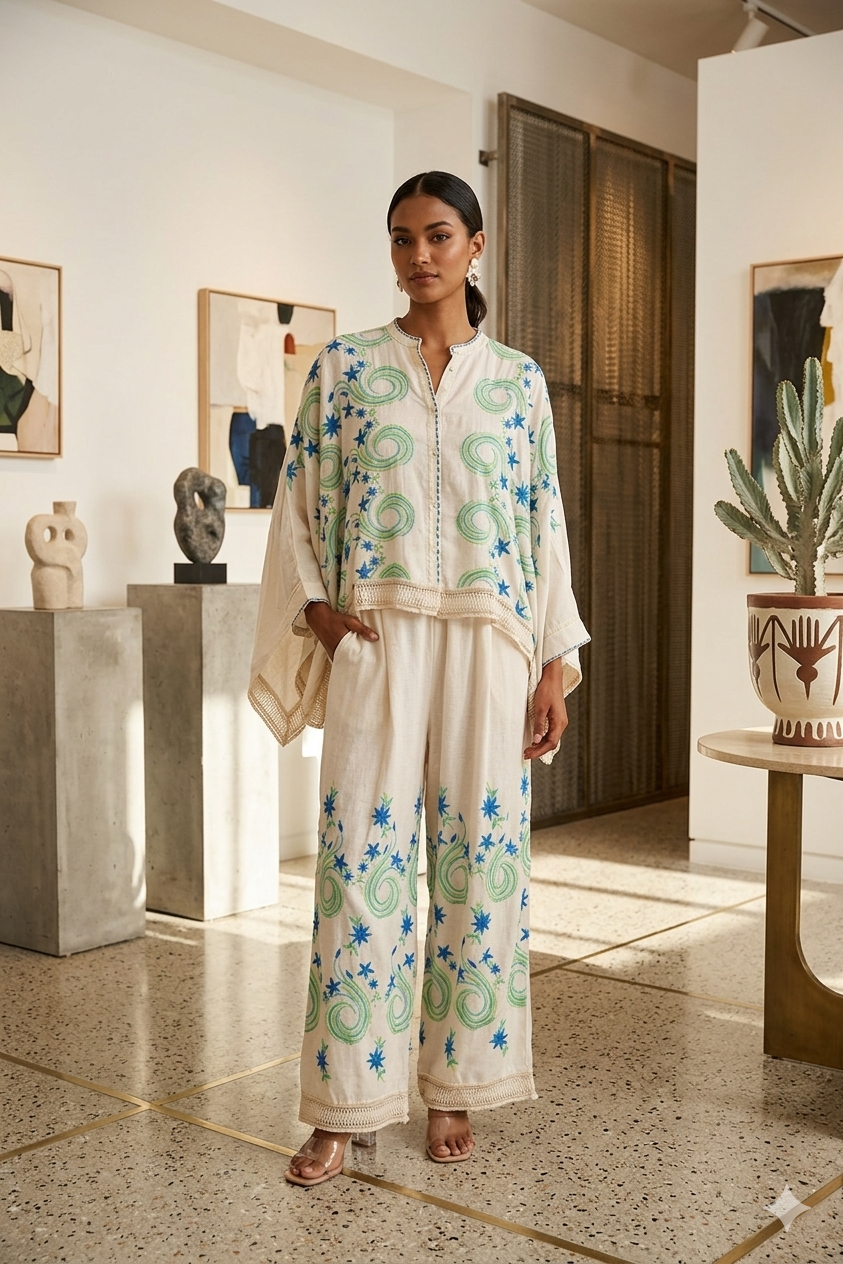 Ensamble set ionm offwhite and green